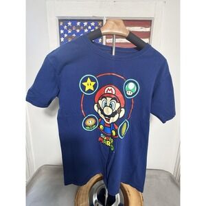 Super Mario T-Shirt Youth‎ Short Sleeve Graphic Blue Size XL